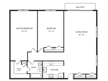 Taymil Andover Place 2 Bedroom 1 Bathroom E Floor Plan